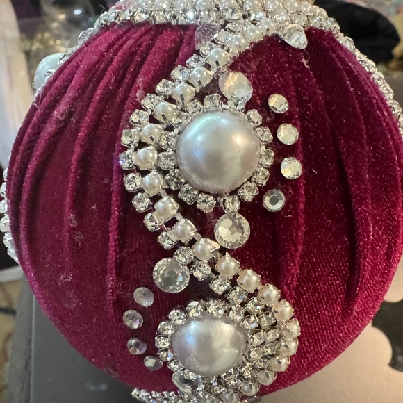 Red Velvet and Pearl Christmas Tree Ornament - Picture 1 of 1